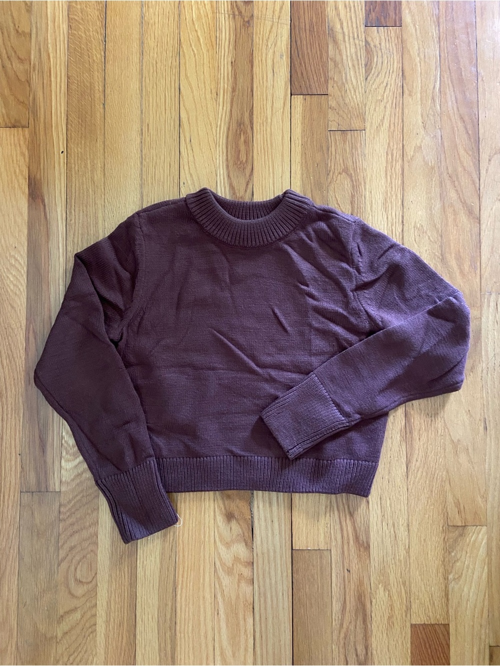 Rachel Zoe Cropped Crewneck Sweater in Plum Brown